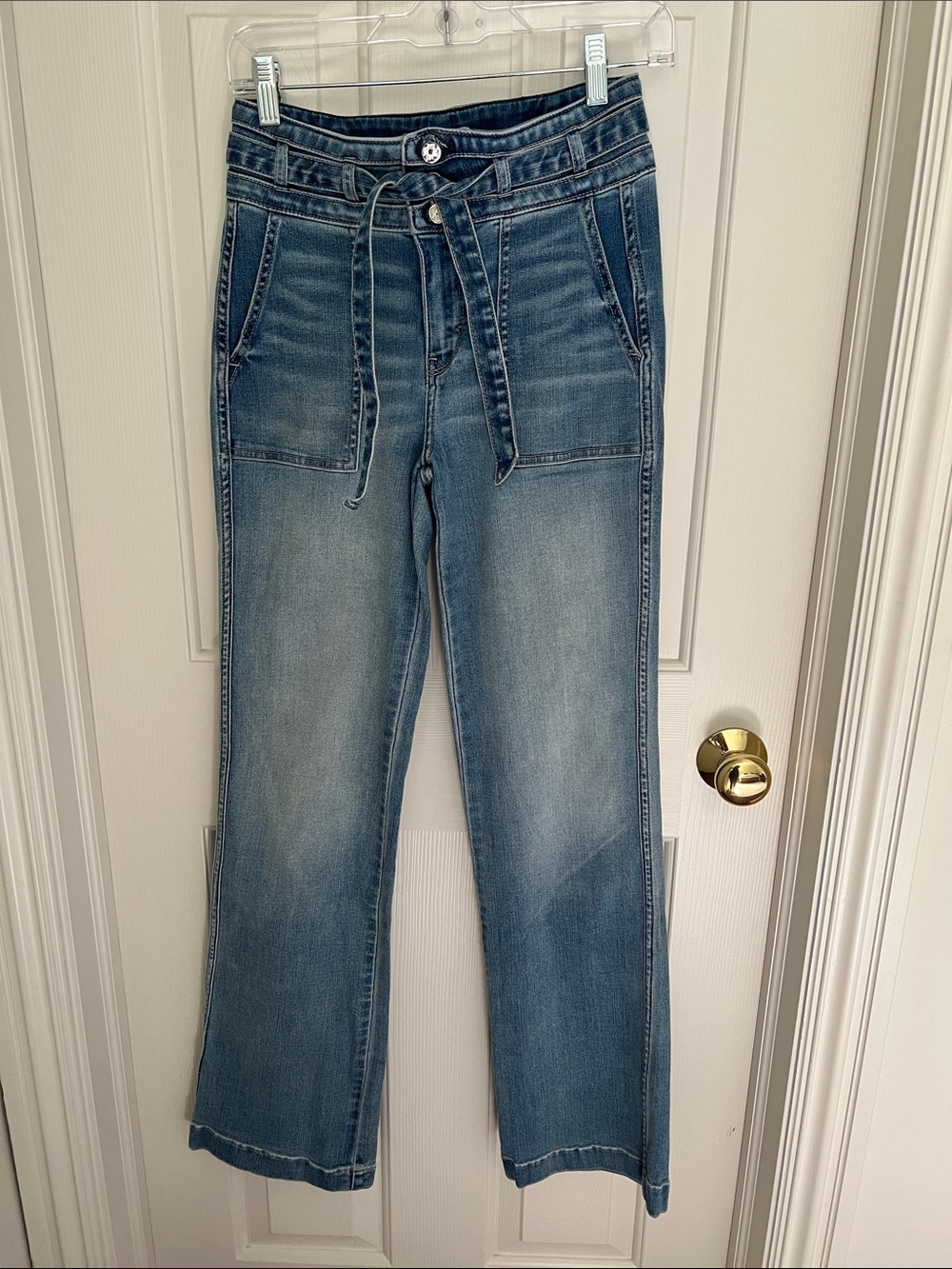 White House Black Market Light Blue Wide-Leg Tie-Waist Jeans